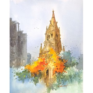 Sadia Arif, 11 x 15 Inch, Watercolor on Paper, Cityscape Painting, AC-SAD-070